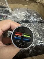 Chargeur de voiture 18W à charge rapide avec affichage LED de la tension, Type-C USB-A QC3.0, 5 ports USB, chargeur allume-cigare pour téléphone