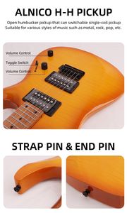 מותאם אישית גבוהה גיטרה חשמלית מייפל חומרה כרום הצוואר מפרט מותאם אישית מלא צבעים <span class=keywords><strong>6</strong></span> מחרוזות 24 frets anico hh פיקאפים - Product Image 4