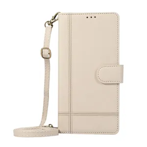 Spiegel Design PU Flip Ledertasche Tasche für iPhone 12/13/14/15/15 Promax, für Samsung S24 Lanyard Fall