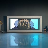 Lampe de sculpture sur papier 3D japonaise, lumière de nuit bicolore avec cadre en bois pour la décoration de bureau sur le thème de l'anime et couches 3D 12+