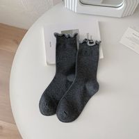 Chaussettes décontractées pour femme Wood Ear, couleur unie, en coton, tricotées à aiguille simple, absorbantes, confortables, sans coutures, pour l'automne