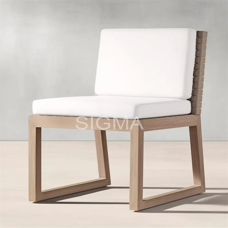 Outdoor All Weather Modern Design Patio Wooden Teak Frame Garden Armchair Dining Table Chair Set Furniture Love Seat Sofa
