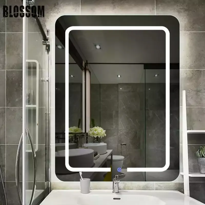 Настенная мебель для ванной комнаты, светодиодный умный туалетный столик с сенсорным экраном и подсветкой