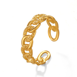 Anillo de Acero Inoxidable Estilo Instagram Europeo y Americano, Moderno, Martillado, Personalizado, Hip Hop, Minimalista, Chapado en Oro de 18K - Product Image 5