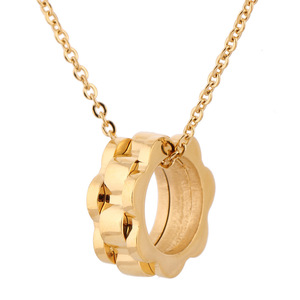 Collar con Colgante de Engranaje de Acero Inoxidable Chapado en Oro de 18K, Diseño Geométrico, Joyería para Mujer, Estilo Europeo Americano - Product Image 4