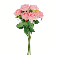 Roses artificielles en soie rose et bleue, effet toucher réel, pour mariage, événement, décoration de la maison, vente en gros