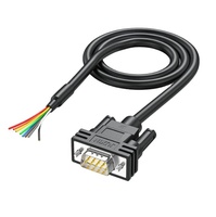 Cable de extensión serie DB9/15/25 24AWG macho y hembra RS232, conector chapado en oro con arnés de cable de extremo de cable desnudo