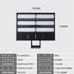 Iluminación polarizada antideslumbrante para exteriores, luces Led impermeables para pista de tenis y bádminton