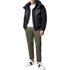 Veste matelassée noire personnalisée pour homme, haute qualité, chaude, streetwear d'hiver, vêtements d'extérieur, vente en gros OEM - Product Image 3