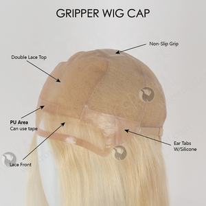 कैंसर कीमो रोगियों के लिए सर्वश्रेष्ठ आरामदायक सुनहरे बालों वाली विग 16 इंच असली वर्जिन बाल छोटी टोपी 21.5 एलोपेसिया के लिए प्राकृतिक दिखने वाली विग - Product Image 5