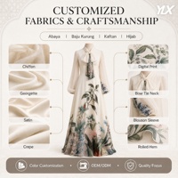Robe longue élégante personnalisée à pois anti-boulochage pour femme, avec ceinture et manches ballon, style kaftan, OEM ODM, marque privée, modeste, musulmane