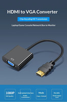 Adaptateur HDTV vers VGA plaqué or, câble vidéo HDTV 1080P, convertisseur mâle vers VGA femelle pour PC, ordinateur portable, tablette, HDTV