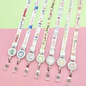 Koreanische Trendy Cute Cartoon verstellbare dehnbare Snap-On Neck Lanyard Polyester Long Epoxy Logo Abzeichen Rollen riemen - Product Image 2