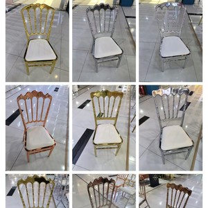 Wholesale <strong>Wedding</strong> Hotel Chair Iron Electroplated Gold Silver White Hotel Dining Chair Party Event Banquet Chair - Product Image 4