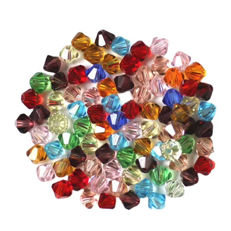 Factory supply crystal glass loose beads double pointed beads diamond-shaped beads in stock DIY jewelry accessories