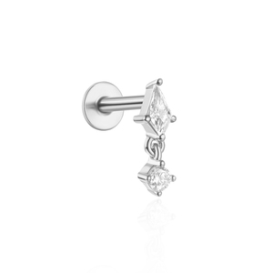 Pendiente de cartílago con rosca de plata de ley S925 chapado en oro, circonita en forma de cometa, parte trasera plana, minimalista, hipoalergénico, regalo - Product Image 1