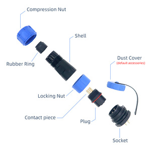 Conector <span class=keywords><strong>El</strong></span>éctrico Tipo Soldadura 3P 5P 12P 14P, Conector <span class=keywords><strong>de</strong></span> Cable Macho y Hembra Impermeable IP67/IP68, Latón Chapado en Oro, 200V, Nylon - Product Image 3