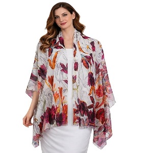 Premium Silk Modal Blend Digital Printed Scarf for Women Lightweight Soft Designer Stole Elegant Fashion <b>Wrap</b> <b>Shawl</b> for Summer - Product Image 1