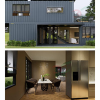 Maison conteneur d'expédition préfabriquée modulaire de 40 pieds, 3 chambres à coucher avec cuisine et salon, villa de luxe portable à deux étages