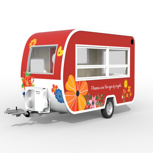 Towable Trailer Food Cart Floral Style Single Side Service Window Mobile Street Snack <b>Vending</b> Trailer With Air Conditioner - Product Image 1