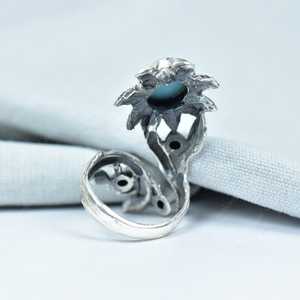 Handmade Turquoise Sterling Silver <b>Adjustable</b> <b>Ring</b> Natural Gemstone Jewelry for Women Wholesale - Product Image 2
