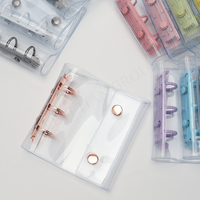 Carpeta de anillas A9 recargable, cubierta transparente de PVC para agenda, cierre de doble broche, 3 anillas tipo macaron, estuche para hojas sueltas, plegable para archivar.