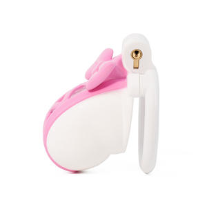 Pink Bow Decoration Dual-color Design Purity Lock <b>Male</b> <b>Chastity</b> Device - Product Image 3