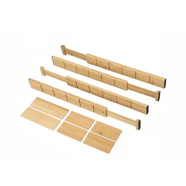 Bamboo Adjustable & Spring Expandable Drawer Organizers and Dividers for Kitchen, Dresser, Bathroom, Desk, Bedroom