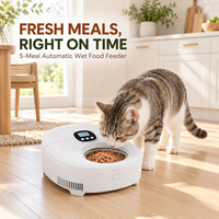 Distributeur automatique de nourriture pour chat avec 5 programmes de repas, plateau rotatif et service à chaud pour les soins quotidiens des chats et des chiens