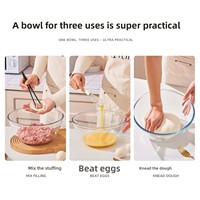 Bol à salade rond en verre pour la cuisine à domicile, résistant à la chaleur, compatible micro-ondes, prêt pour les fêtes, design moderne, différentes tailles