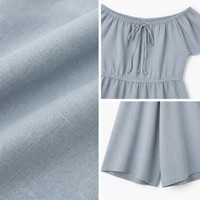 Ensemble de plage pour femme, haut à épaules dénudées en lin mélangé 160GSM avec cordon de serrage et jupe-culotte évasée, style décontracté, OEM XS-5XL