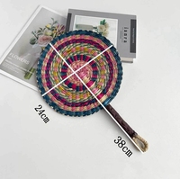 Éventail en paille tressé à la main, style nordique, avec éléments africains, portable et robuste, pour décoration murale et fêtes
