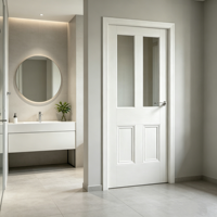 Portes intérieures de maison en bois massif blanc avec verre dépoli transparent