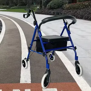 Aide à la marche en aluminium avec siège Dispositif d'aide à la marche à 4 roues Marcheur et déambulateur pour personnes âgées handicapées