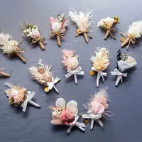 بروش زفاف على شكل زهور مجففة باللون الأرجواني من المصنع مباشرة