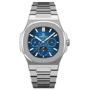 OEM Small-Batch Custom LOGO Oval Stainless Steel Butterfly Clasp <b>Moon</b> Phase Pointer Fully Automatic Mechanical Men's Watch 30M - Product Image 2