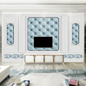 Style européen salon Tv fond papier peint 3d plâtre ligne murale canapé Film télévision mur tissu chambre 8D papier peint - Product Image 1