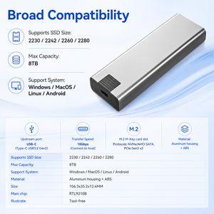 Boîtier SSD M.2 NVMe SATA double protocole 10 Gbit/s USB-C, boîtier externe en aluminium sans outil pour 2230/42/60/80 Windows <span class=keywords><strong>Mac</strong></span> - Product Image 3