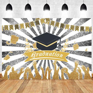 Graduation Decoration Vinyl Photo Cloth <strong>Congrats</strong> Grad Background Wall Sign Grad Theme Party Photo Booth Props <strong>Decor</strong> - Product Image 1