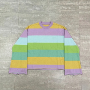 Custom 100% Cotton DTG Print Tee Heavyweight Cropped Raw Hem Men's <strong>T</strong>-<strong>shirt</strong> <strong>Easter</strong> Themed Stripes Flare Long Sleeves <strong>T</strong> <strong>Shirt</strong> - Product Image 3