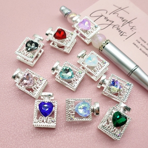 51074 뜨거운 판매 사랑 라인 석 다이아몬드 크리스탈 하트 금속 향수 모양 구슬 DIY 보석 전화 체인 액세서리 - Product Image 2