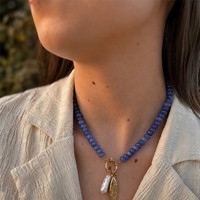 Collar de Piedras Preciosas con Cuentas Personalizado, Producción Rápida con MOQ Bajo, Cuentas de Piedra Natural con Dije para Joyería de Marca Privada