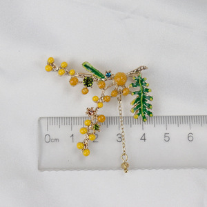 Liquidação: Broche de Planta em Liga com Strass, Esmalte e Cristal, Banhado a Ouro 18K, para Casacos Femininos, Festas e Casamentos - Product Image 6