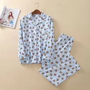 custom printed women ladies pajama set 100 cotton short long sleeve 2 piece 3 piece pajamas sleepwear