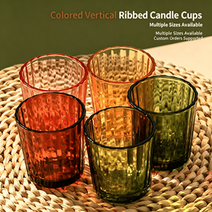 Disponibili: Barattoli in <span class=keywords><strong>Vetro</strong></span> per Candele Profumate, Verticali, Colorati, con Nervature, per Aromaterapia, Accessori per Fragranze Natalizie - Product Image 2
