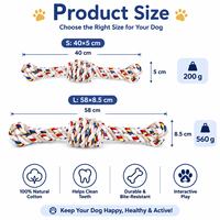 Jouet pour chien en corde à triple nœud pour mâcheurs agressifs, corde de tirage en coton, nettoyage des dents, soulagement des molaires, corde à mâcher, petite, moyenne, grande taille