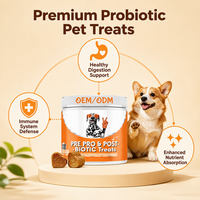 Friandises à mâcher probiotiques OEM pour chiens, soutien immunitaire, absorption améliorée des nutriments, probiotiques actifs (100M UFC/g), prébiotiques FOS
