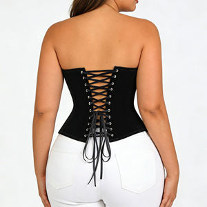 Corset <span class=keywords><strong>bustier</strong></span> en velours sans bretelles, à lacets, avec soutien-gorge intégré, <span class=keywords><strong>pour</strong></span> le maintien de la taille et la compression abdominale, grande taille - Product Image 3