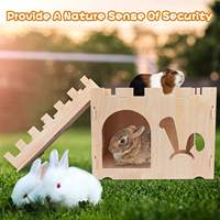 Nichoir classique en bois sculpté pour lapins, hamsters et petits animaux – Maisonnette cachette pour lapins, cochons d'Inde et hamsters dorés