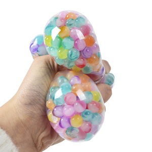 Stress Relief Squishy Grape Ball Toy with Rainbow-colored <b>Beads</b>, Soft <b>Silicone</b> Squeeze Toy. - Product Image 5